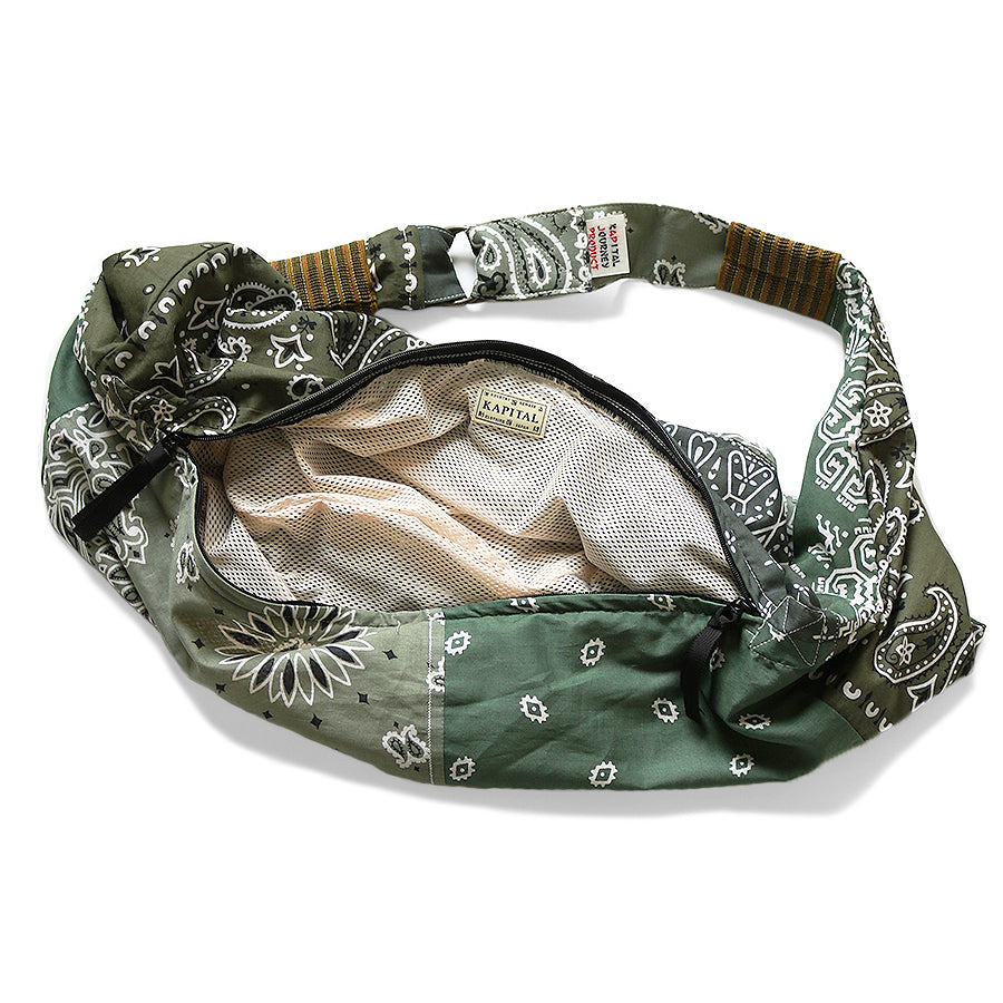 KAPITAL Black Gauze Bandana BEACH SNUFKIN BAG