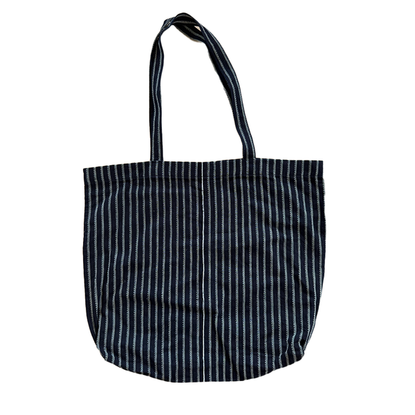 Black + White Striped Vintage Japanese Tote