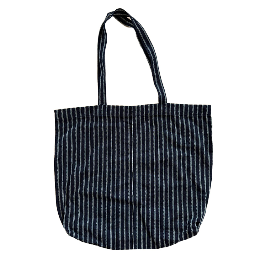 Black + White Striped Vintage Japanese Tote