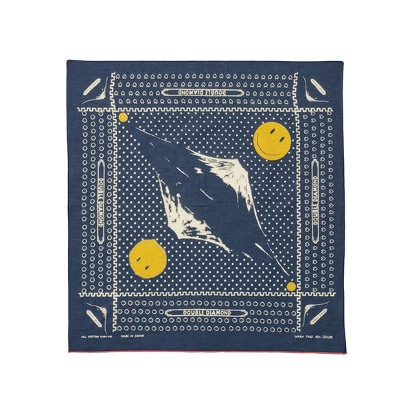 KAPITAL Fast Color Selvedge Fuji Mirrored Smile Bandana - Navy