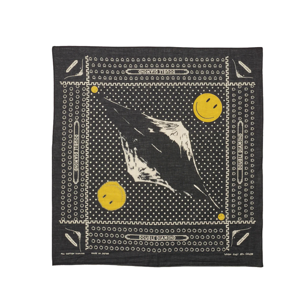 KAPITAL Fast Color Selvedge Fuji Mirrored Smile Bandana - Black