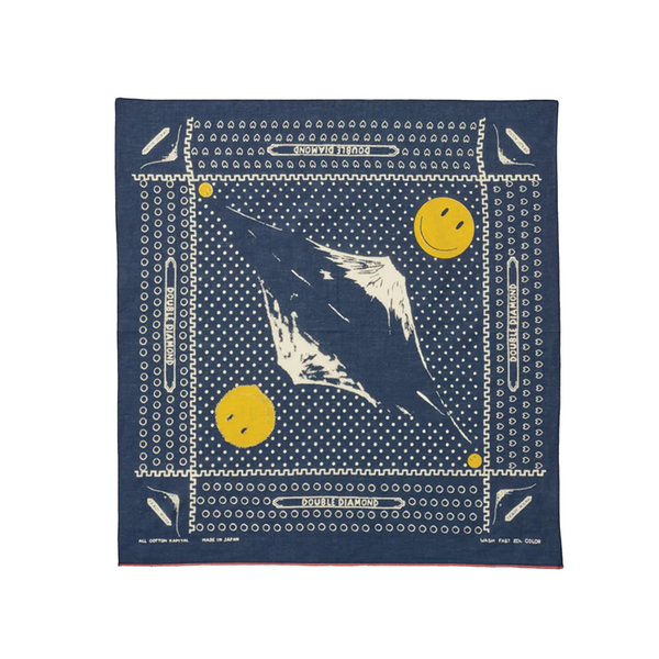 KAPITAL Fast Color Selvedge Fuji Mirrored Smile Bandana - Navy