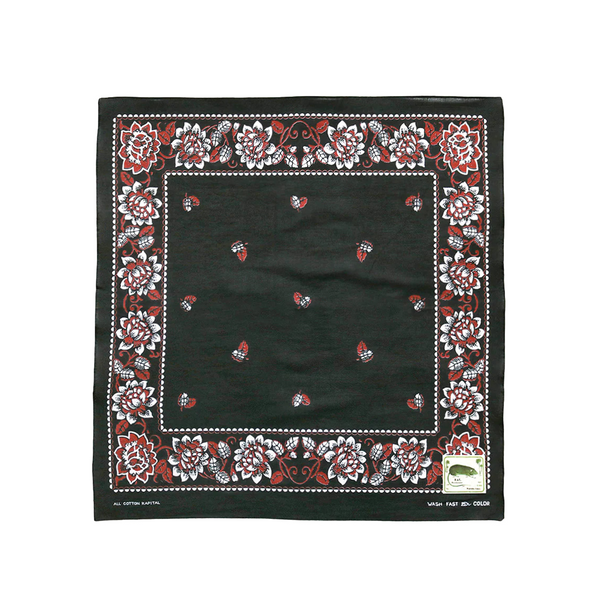 KAPITAL Rockwell Flower Bandana Black