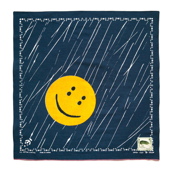 Kapital Fast color Selvedge RAIN SMILE bandana- Navy