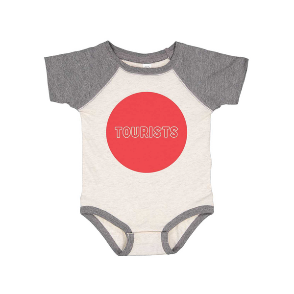 TOURISTS baby baseball onesie
