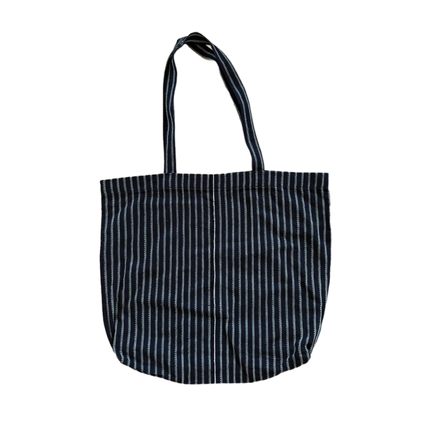 Black + White Striped Vintage Japanese Tote