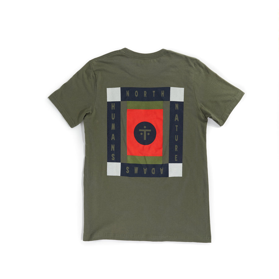 Tourists Olive green red circle tee
