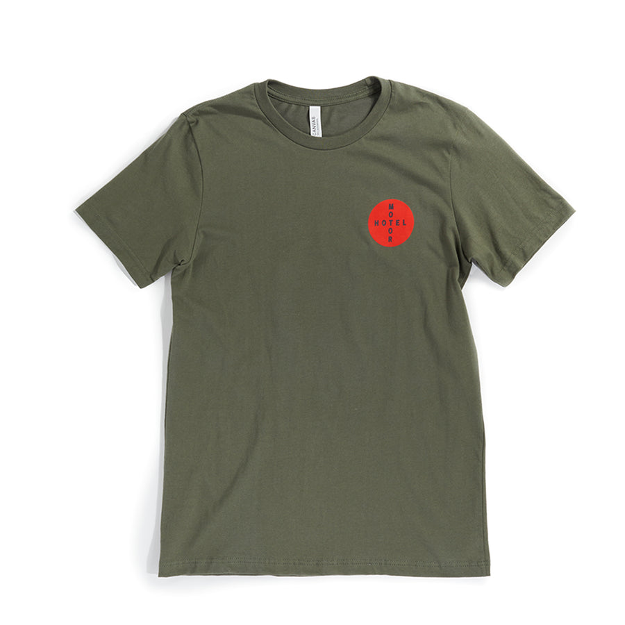 Tourists Olive green red circle tee
