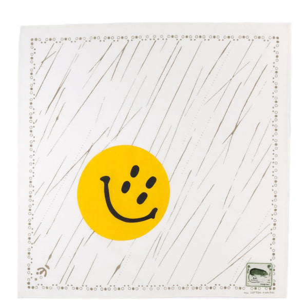 Kapital Fast color Selvedge RAIN SMILE bandana- White