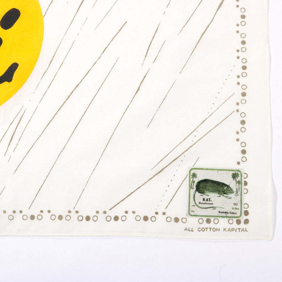 Kapital Fast color Selvedge RAIN SMILE bandana- White